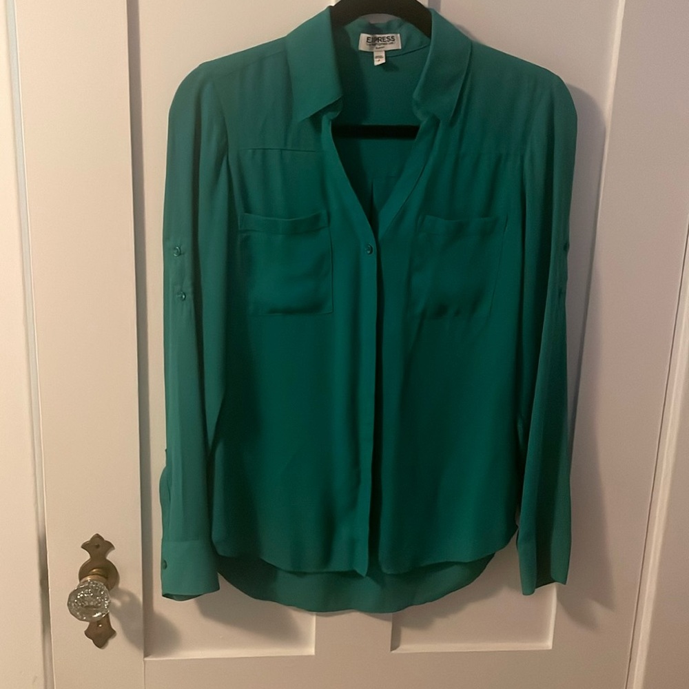 EXPRESS s/p slim fit portofino shirt in emerald green